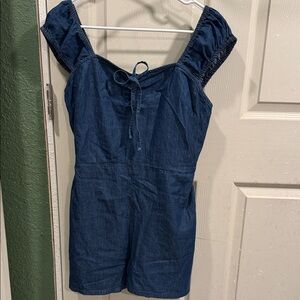 Derek Heart Blue Denim Romper